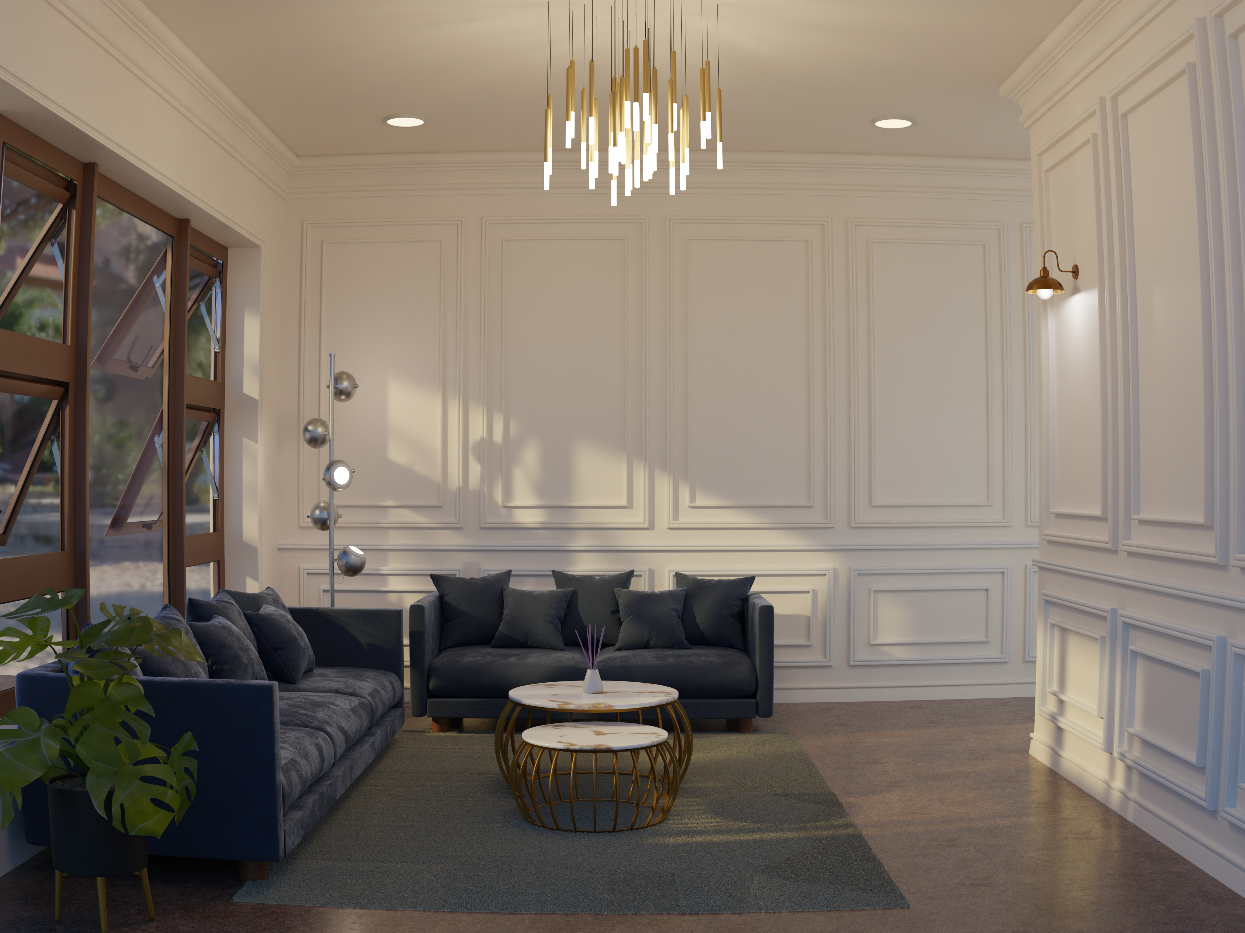 Sala clásica con muebles elegantes y ornamentados